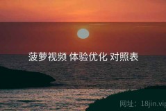 菠萝视频 体验优化 对照表